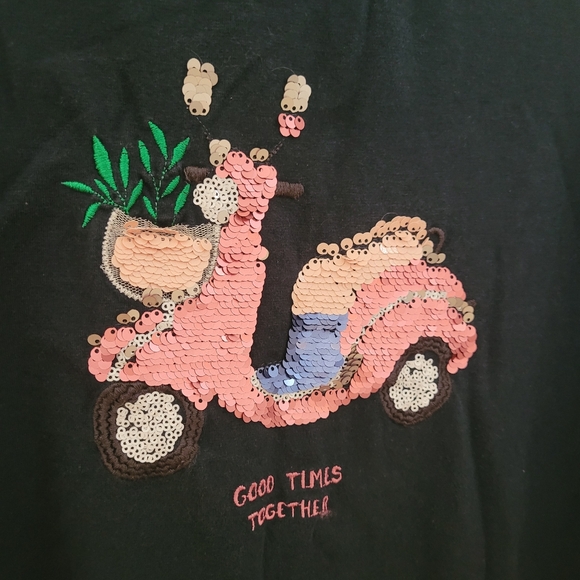 🧸2/20$ Zara Kids Navy Blue Sequin Scooter Long Sleeve Tee Size 10 - Picture 3 of 4